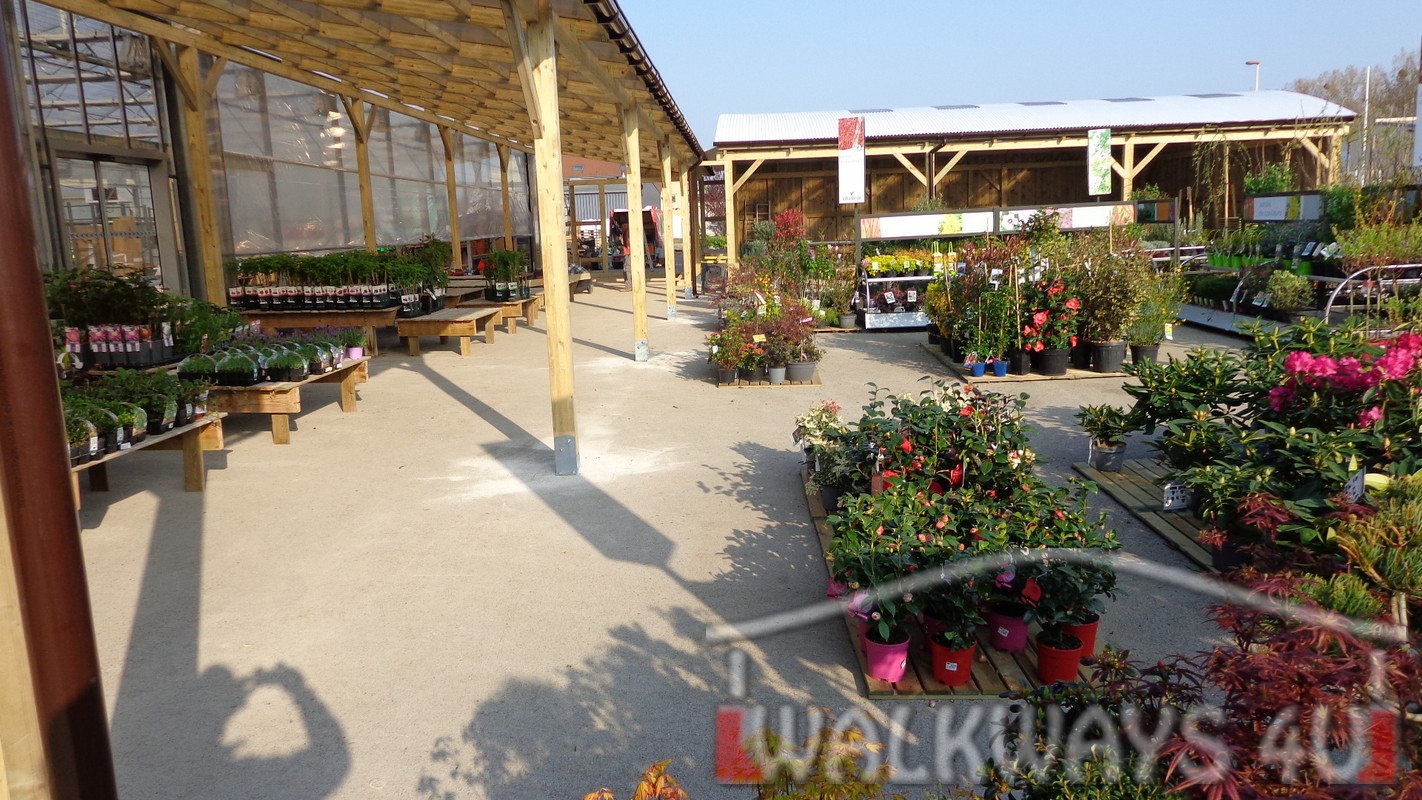 Construction wood covered commercial space walkways