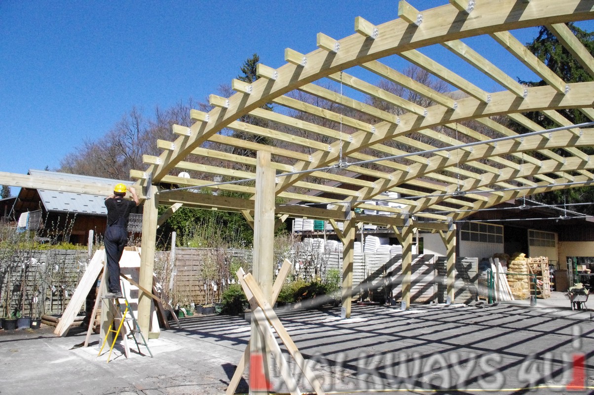 Covered walkways canopies timber, Covered outdoor walkways, wooden covered walkways and constructions