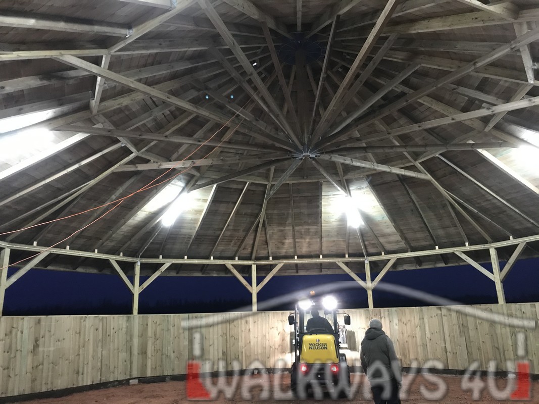 Photo 16. Covered lungeing ring, wooden halls for horses, ringing arenas, round pens, laminated wood