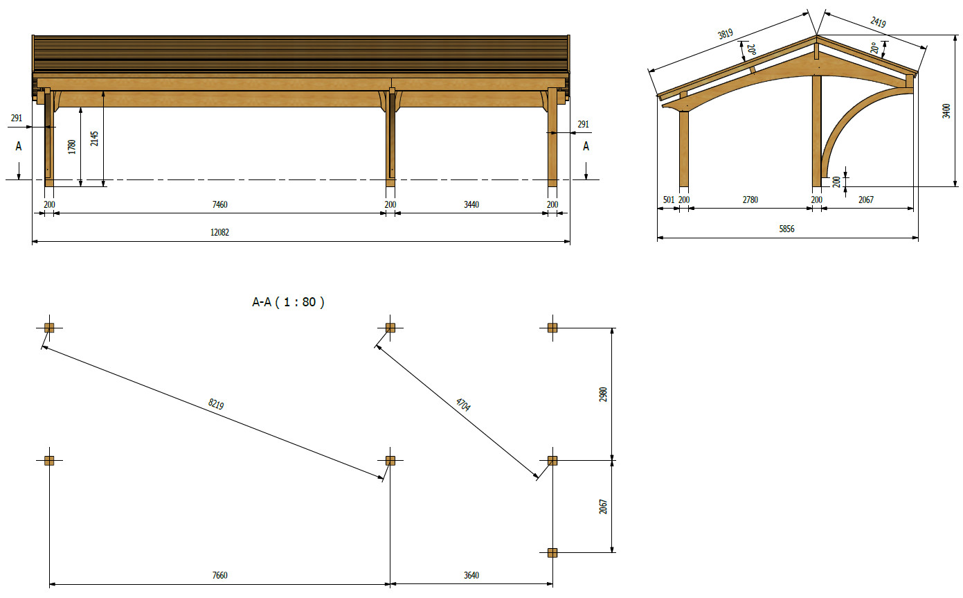 Image No  10. Structure en bois recouverte d’une toiture en plaques ou panneaux de polycarbonate, carport
