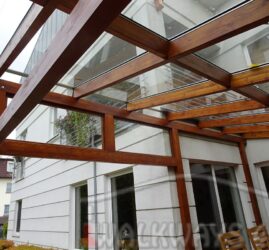Zdjęcie nr  9. Pokrycie tarasu szkłem hartowanym konstrukcja drewniana zabudowa tarasu, szkło bezpieczne warstwowe.